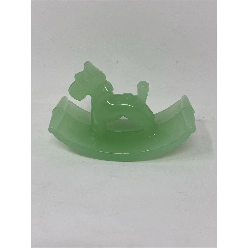 Vintage Jadeite Glass Rocking Horse Scottie Dog Ink Blotter